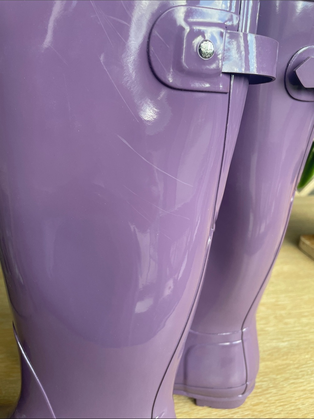 Hunter Women's Glossy Violet Tall Rain Boots - Picture 2 of 3